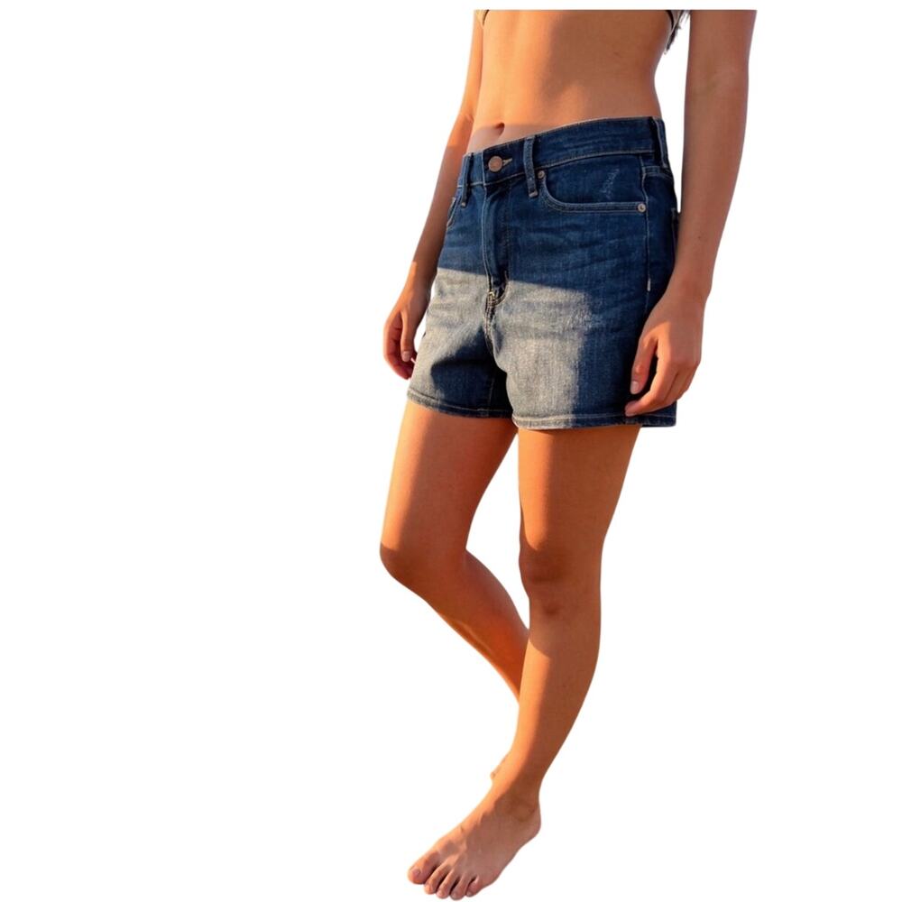 Calvin Klein Women’s high rise Jean shorts, medium wash, some stretch, Size 12